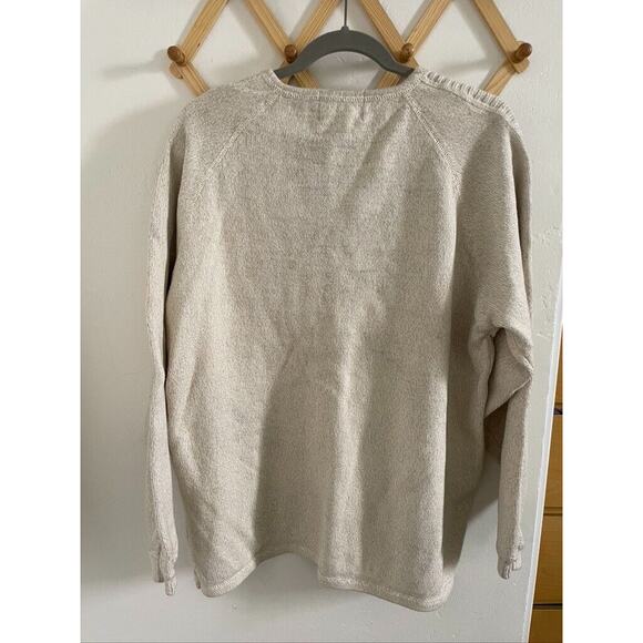 Eddie Bauer Sweater Mens Large Vintage Blank Ribbed Knit V-Neck Heather Brown - Picture 6 of 6